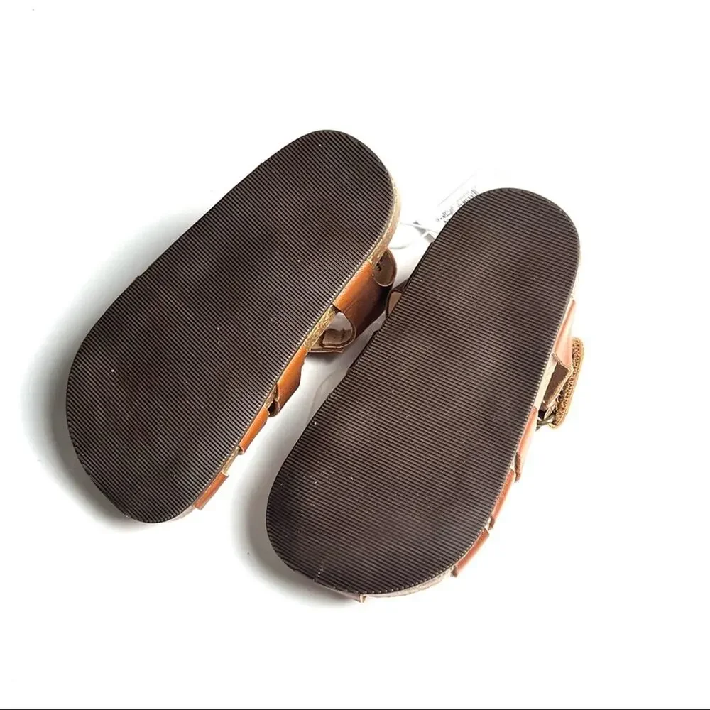 Old Navy Unisex Faux Leather Cognac Strappy Fisherman Style Sandals Sz 7